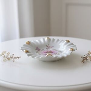 Vintage Mitterteich Bavaria Floral Porcelain Bowl Gold Trim